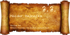 Haider Hajnalka névjegykártya